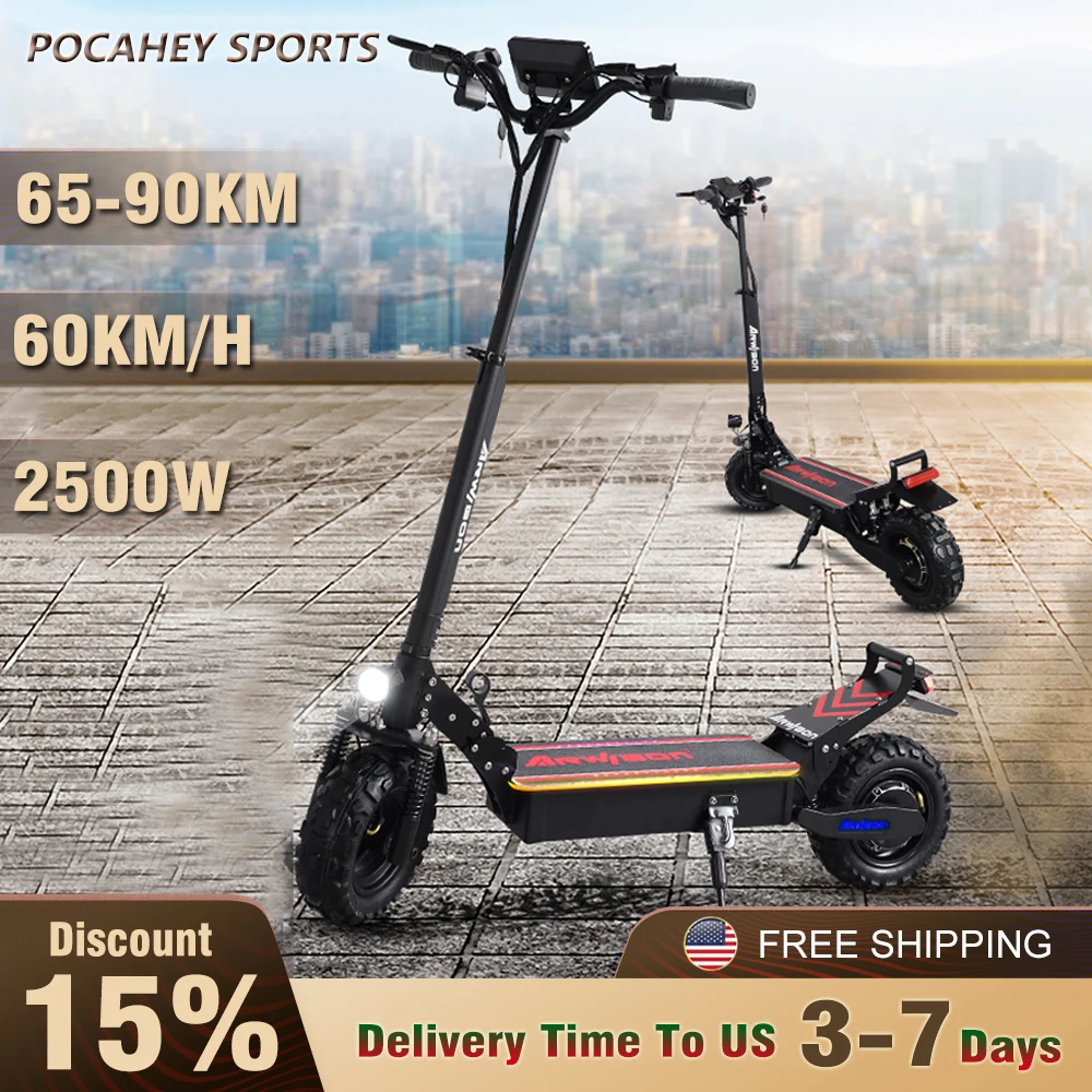 

2500W Electric Scooter 60km/h Max Speed 11 inch Off Road Tires Powerful Folding eScooter Adults Electric Scooter with Key Lock