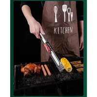 Pince de cuisine extra longue en acier inoxydable pour camping en plein air, pinces à griller, pinces à griller, cuisine, 45cm, 1 pièce 5