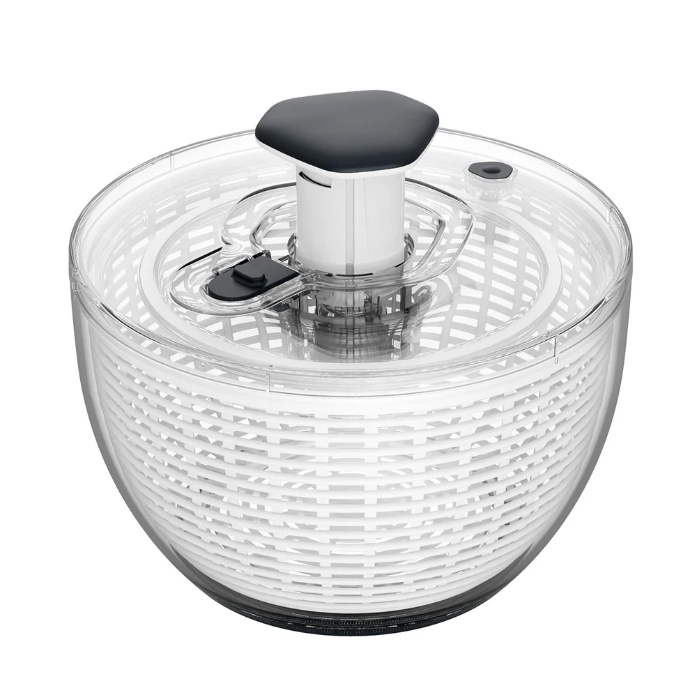 Salad Spinner Lettuce Dryer, One-handed Press Large Salad Mixer with Comfortable and Retractable Pusher and Brake Button,6.3 QT