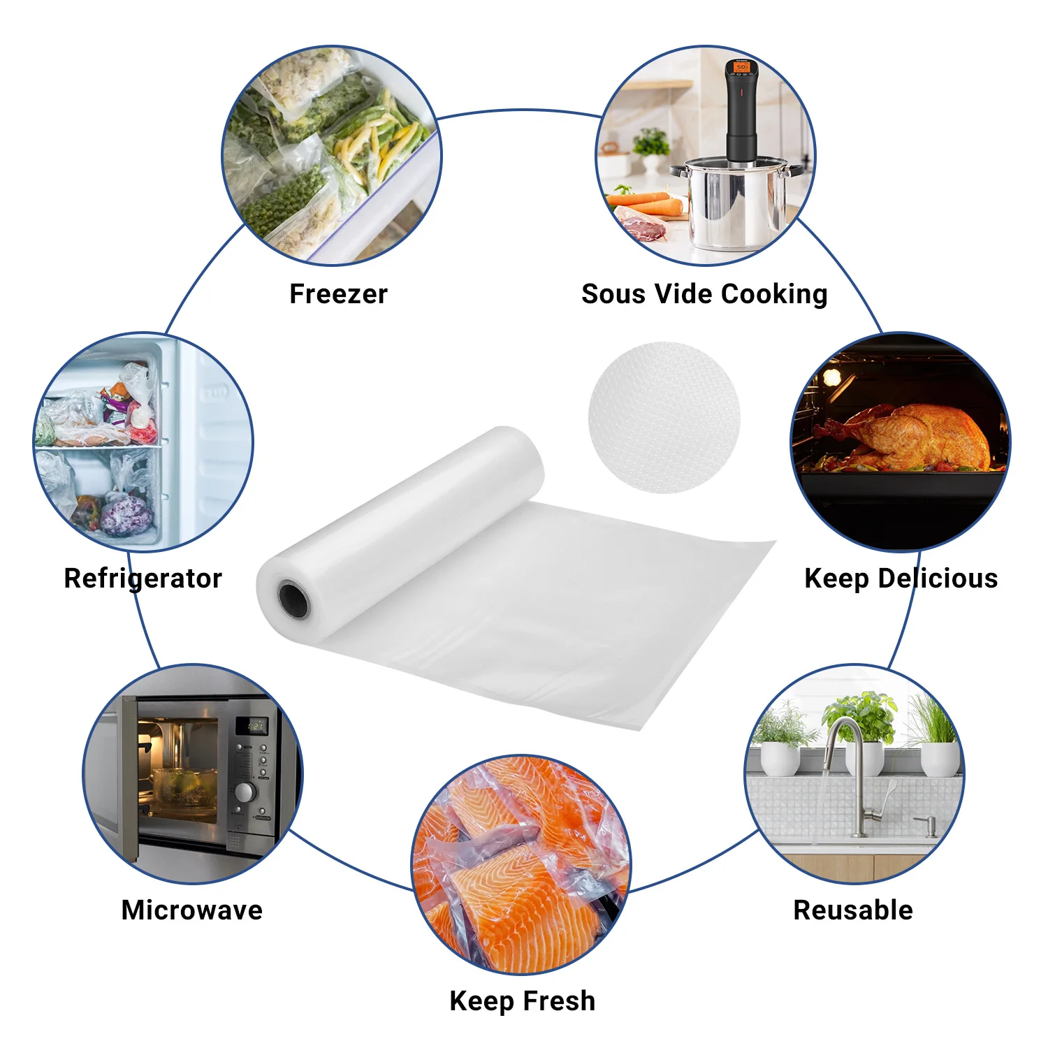 Vacuum Sealer Bags for Food Saver, Sous Vide Bags Food Storage Freezer Sealer Ba