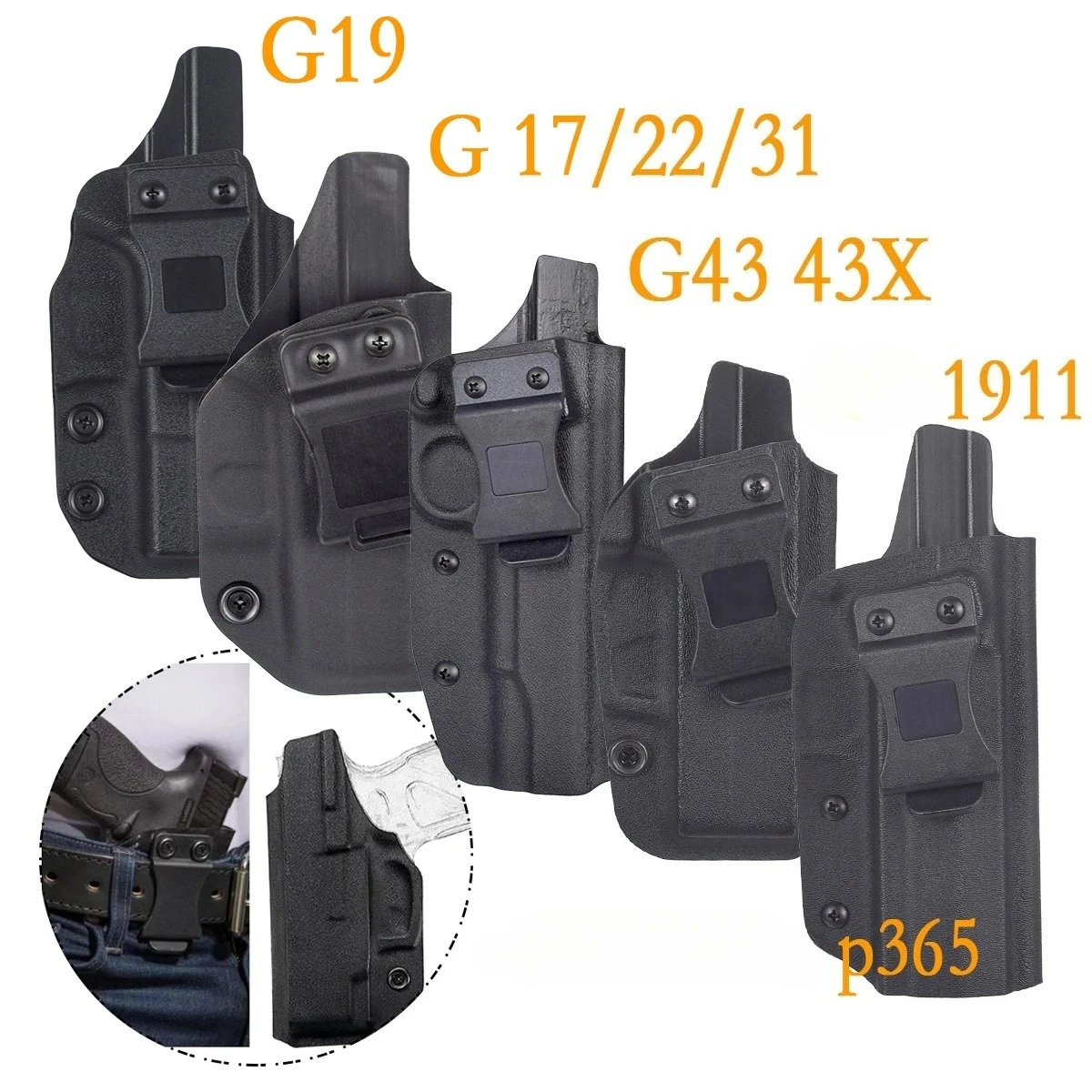 תיק נשיאה מוסתרת לתוך המותן הטקטי עבור GLOCK 17 19 22 26 43 43X קליפ חגורה יחידה כפולה ידית ימין
