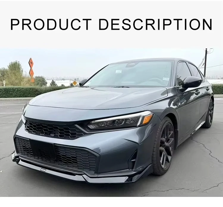 공장 직판 광택 블랙 3피스 바디킷 시빅 2025용 ABS 외장 액세서리 자동차 범퍼 립