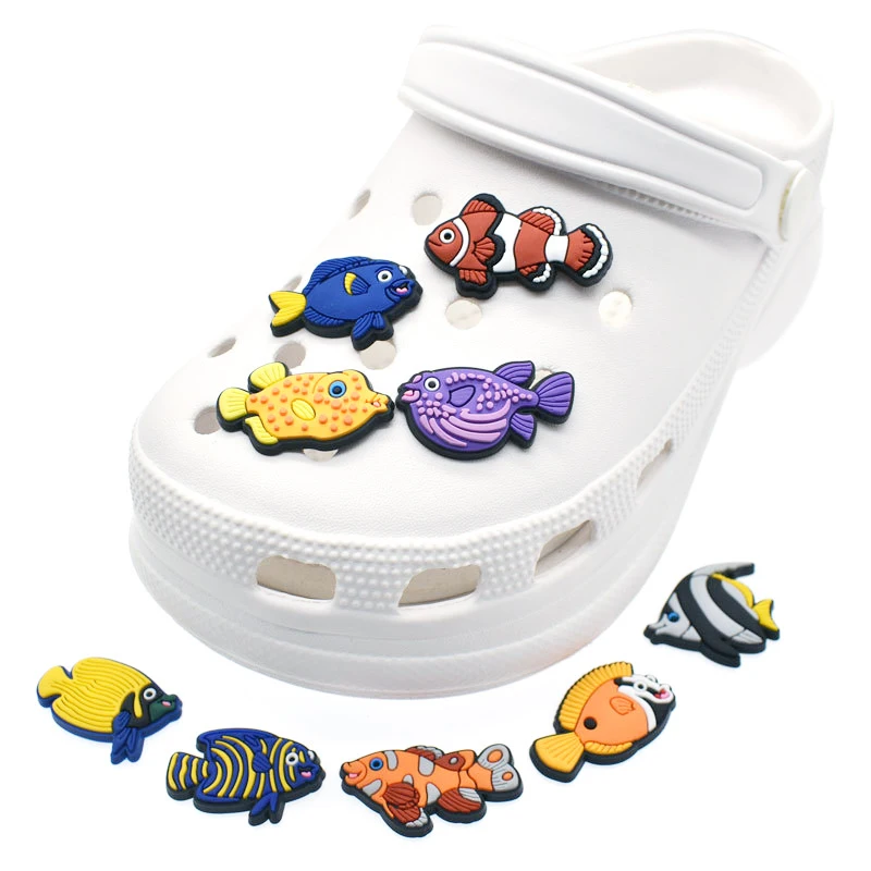 

Hot Sale 1pcs PVC Fish Accessories for Crocs Charms Men Badge Women Sandals Buckle Kids Pins Shoes Decoration Jean Wristbands