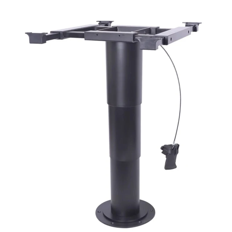 Pneumatic Raised RV Camper Adjustable Table Legs, Adjustable Height table base, Enables Table Top with Swivel and Slide Function 4 height adjustable table legs chrome 870 mm