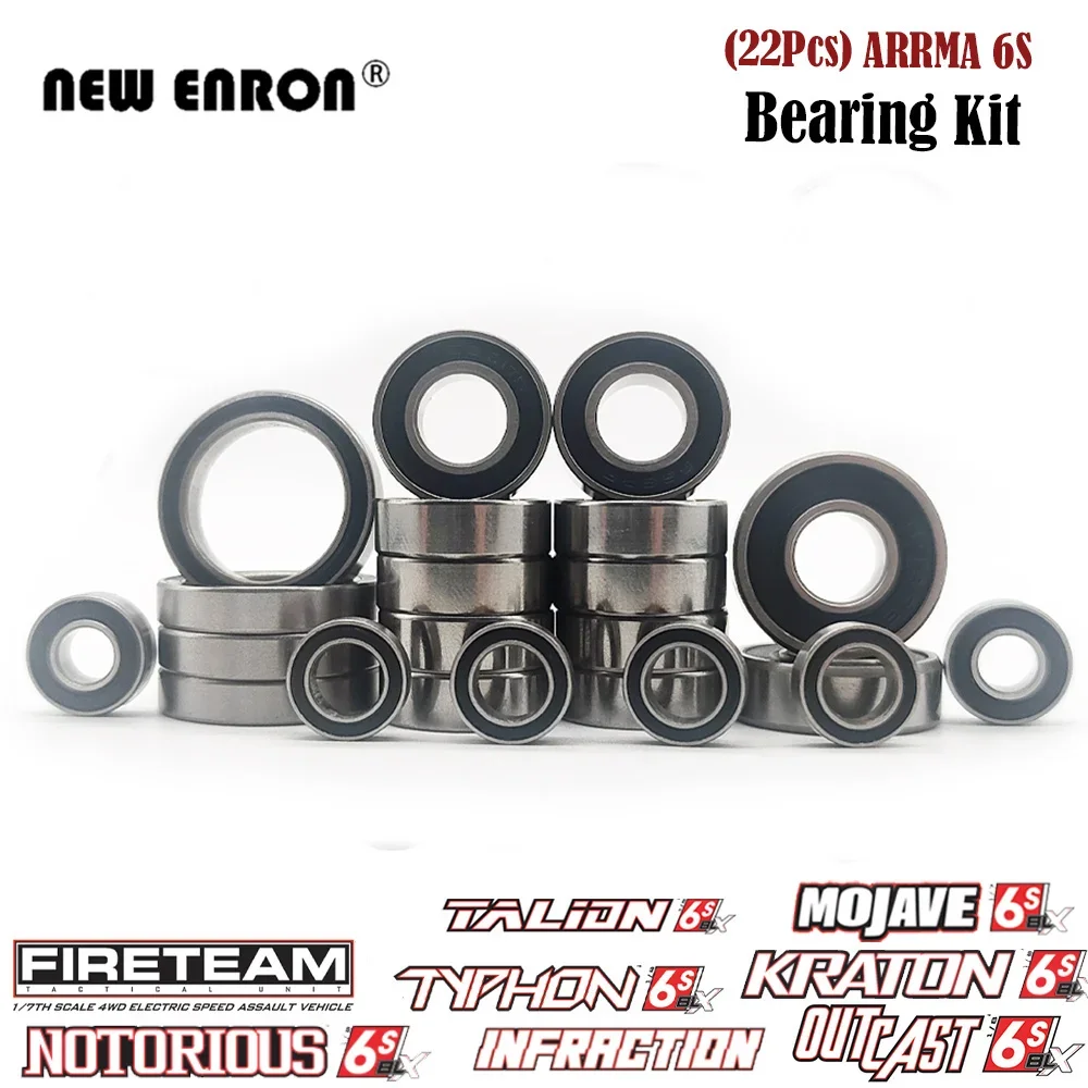 22Pcs Rubber Sealed Bearing Kit For Arrma 6S RC Cars – Kraton, Outcast, Notorious, Mojave, Senton