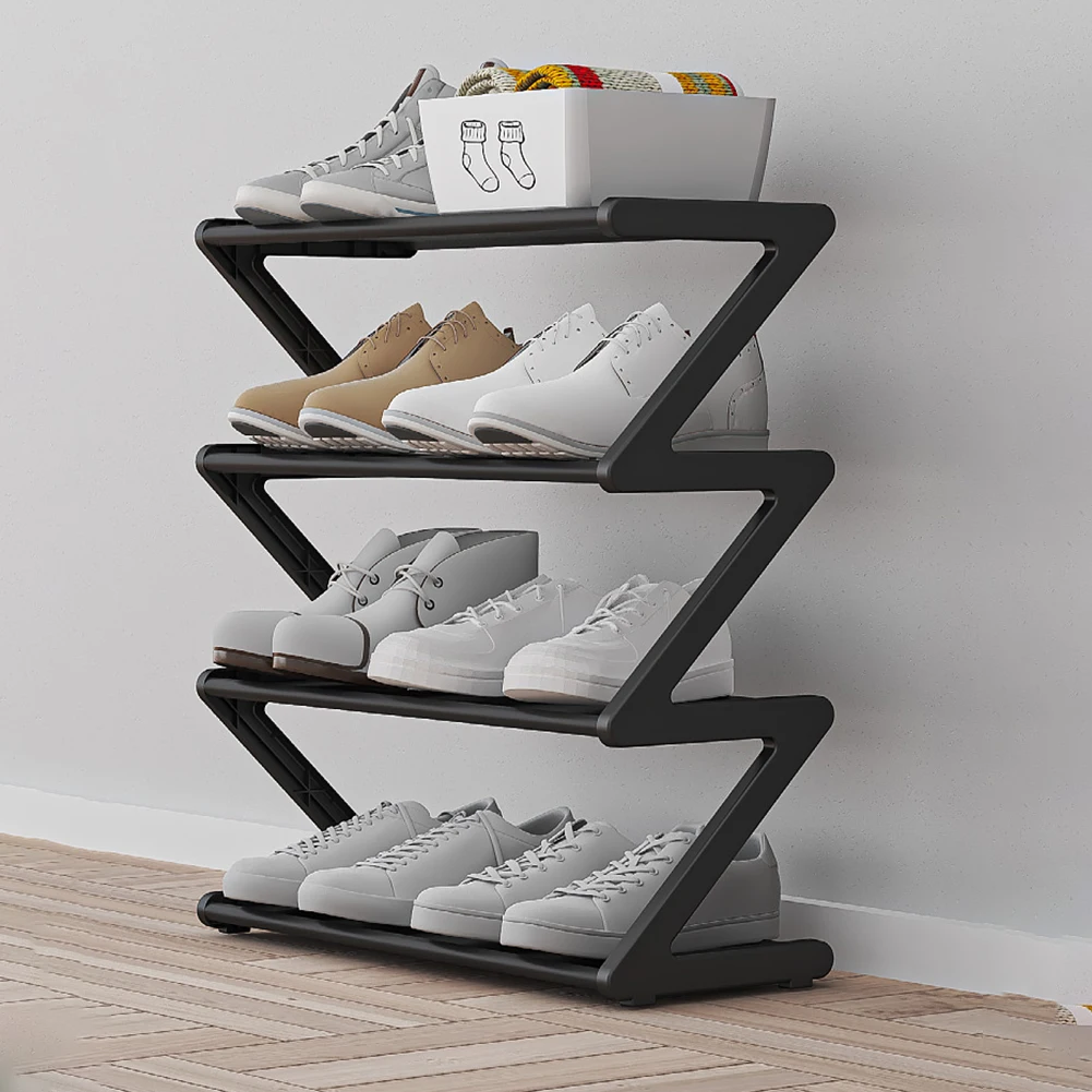 Z-shaped Shoes Rack Home Removable Assembled Shoe Holder Free Standing Large Capacity Storage Shelf Organize Slippers Cabinet