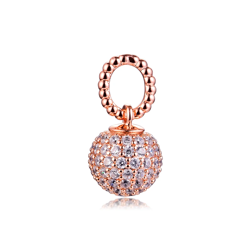 

Silver 925 Jewelry Rose Gold Pave Ball Pendant Holiday Gifts Accessories For Women Bracelet Femme Free Shipping Items Make Up