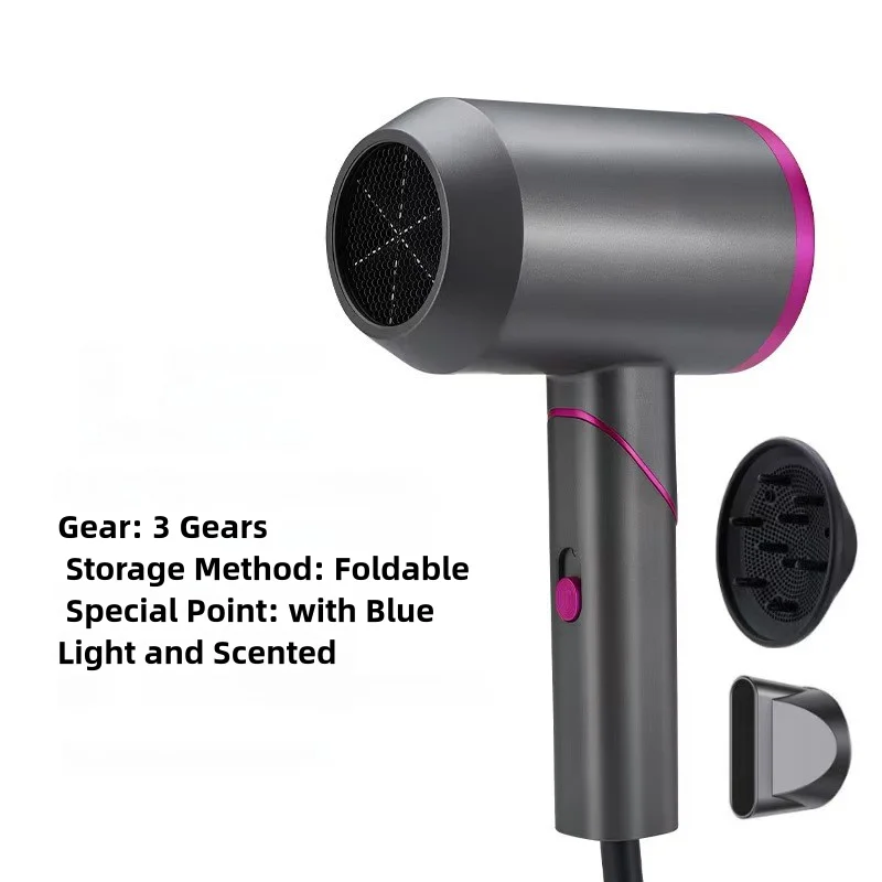 Negative ion blower with Foldable Handle Fast Drying Low Noise Blow Dryer for Women Men Portable Constant Temperature Blow Dryer 4
