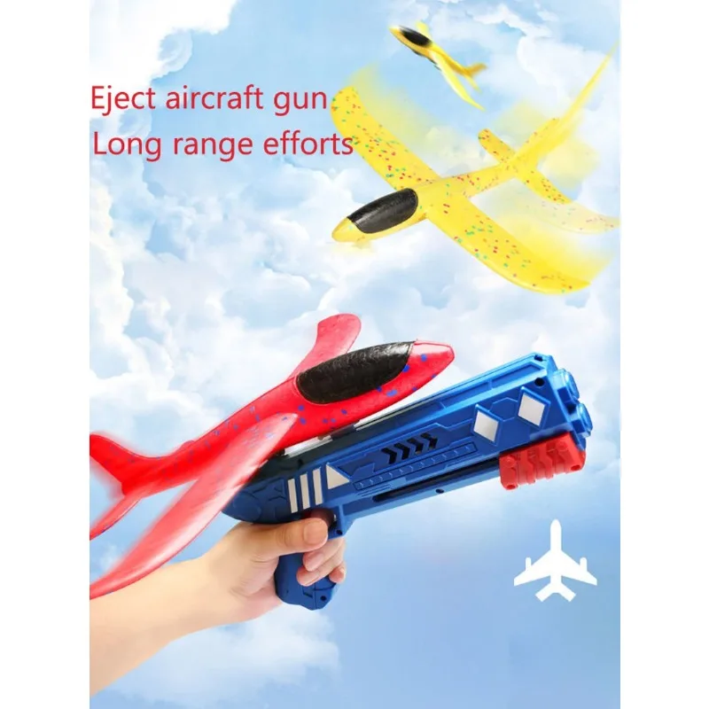 

Foam Plane Launcher Catapult Glider Airplane Gun Toy Children Outdoor Game Bubble Model Shooting Fly Roundabout Toys for Gift