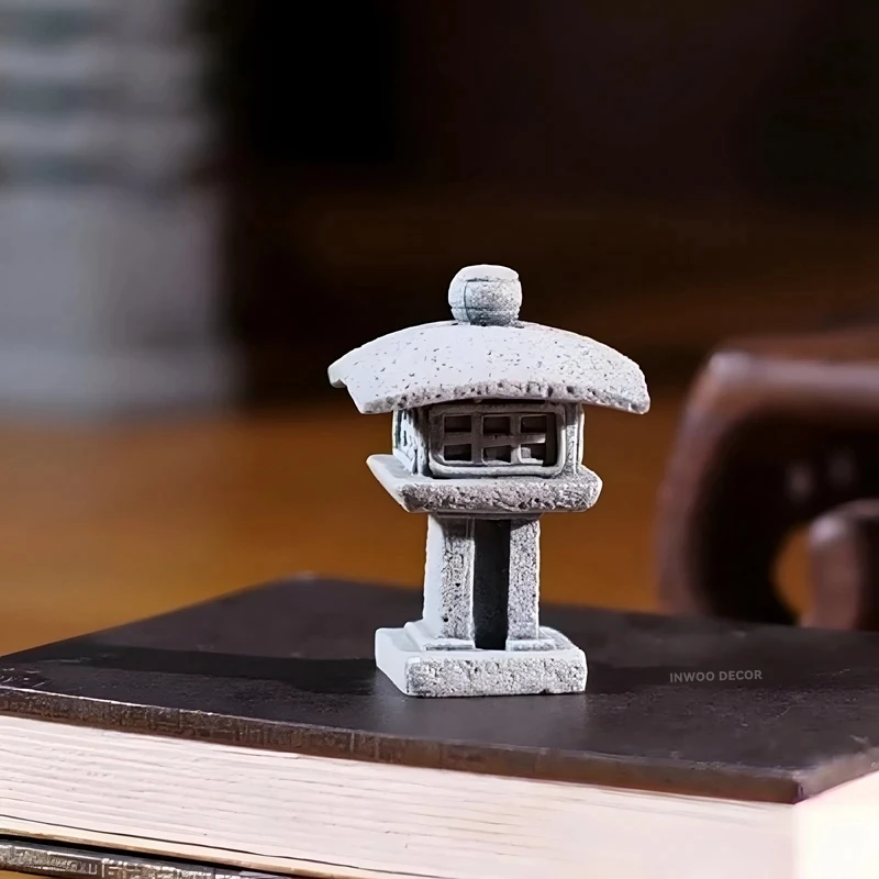 Vintage Zen Miniature Sand Stone Tower Pavilion Ornaments Lantern