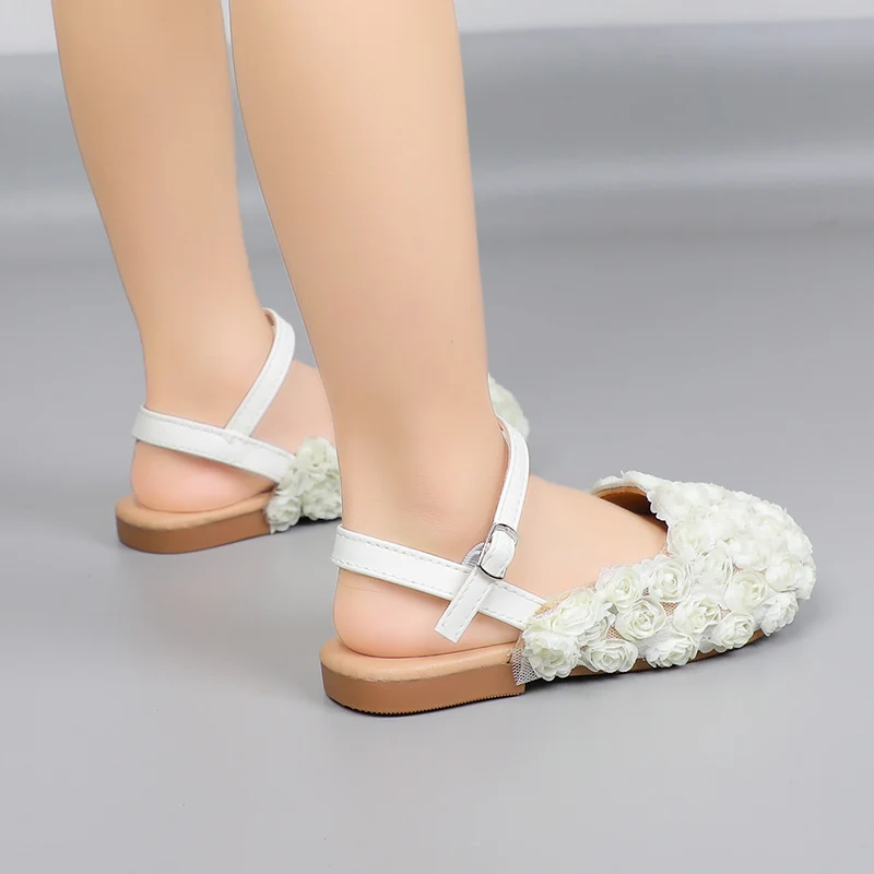 Mädchen halbe Sandalen Kinder Prinzessin Blumen Kleid Schuhe Mode einfache Sommer Kinder Wohnung Mary Jane Schuhe für Party Hochzeit – Detail 19