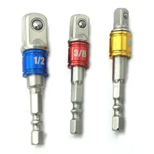 

3pcs Impact Grade Socket Adapter 1/4" 3/8" 1/2" Extension Set Turns Power Drill 1/4-Inch Hex Shank to Drive for Adapters