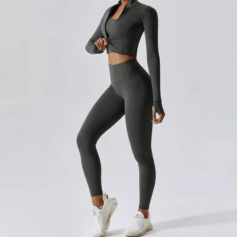 Yoga Set 3Pcs Sports Set Women Workout Suit Quick-Drying Yoga Clothes Gym Jackets Sportswear Female Running Jackets Women yoga set sports set gym workout set sportswear set fitness set