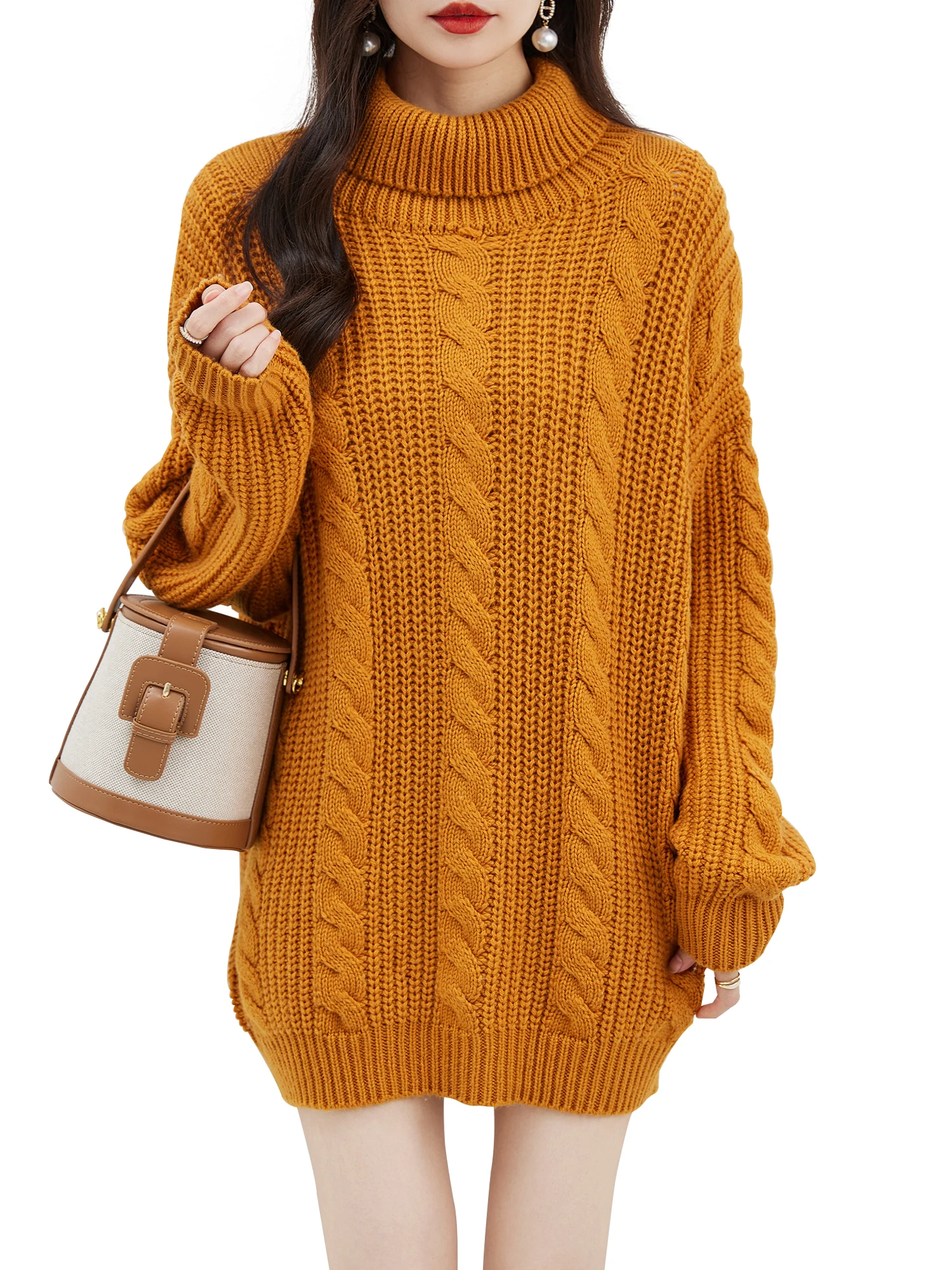 

EU Size Women's Merino Wool Turtleneck Sweater 2023 Fall Winter Oversized Pullover Soft Long Sleeve Knit Sweaters Women Clothing