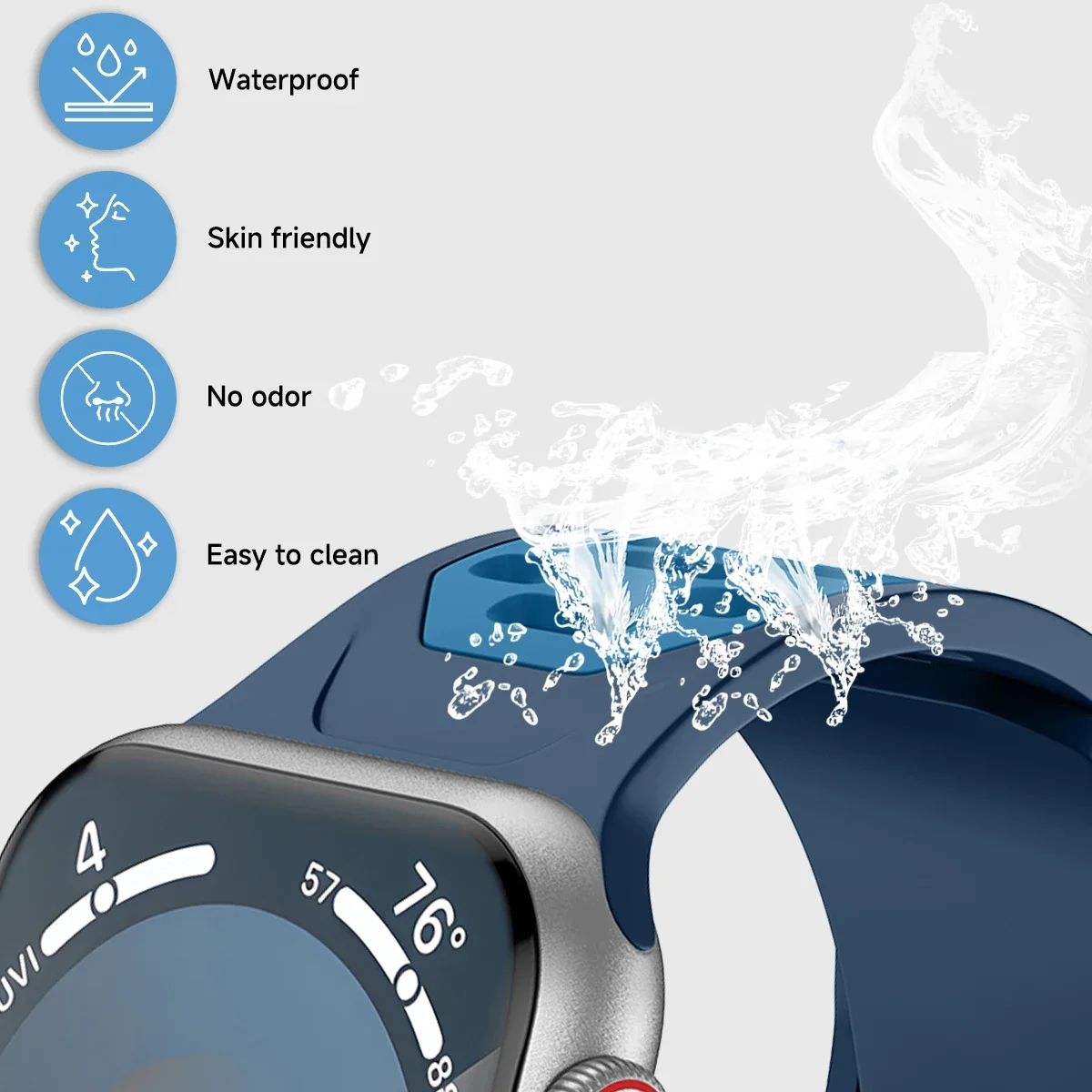 애플 워치 밴드용 실리콘 스트랩, 울트라 2 49mm, 시리즈 9 8 7 45, 통기성 2 색 팔찌, 아이워치 6 5 4 SE 44 42mm 벨트
