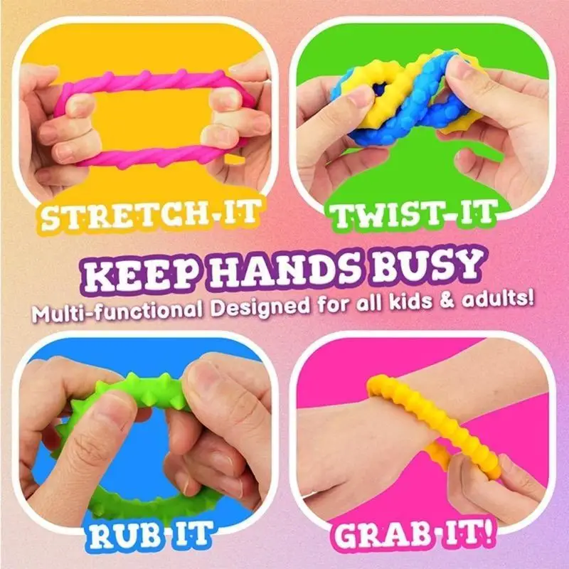 사무실 학생 진정 및 스트레스 완화를 위한 J2HF 츄어블 실리콘 감각 손목 밴..