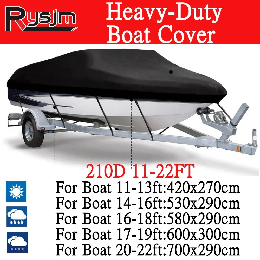 

HD Waterproof 11- 22FT Yacht Boat Cover Barco Boat Cover Anti-UV Heavy Duty 210D Marine Trailerable Canvas Boat Accessories