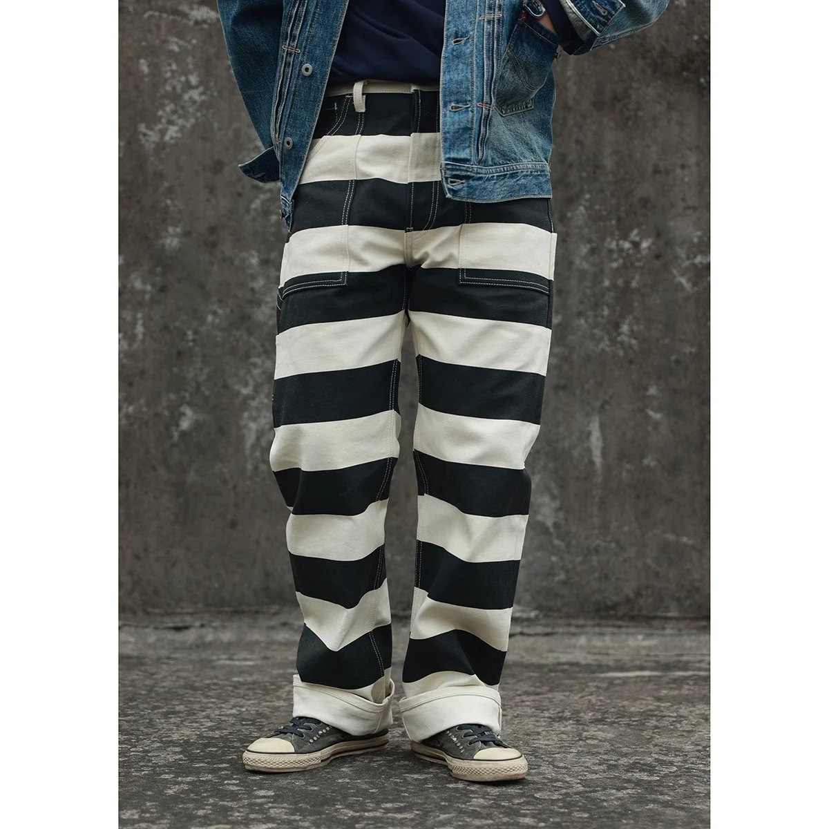 Black Stripe Work Pants - White – BIG BUD PRESS