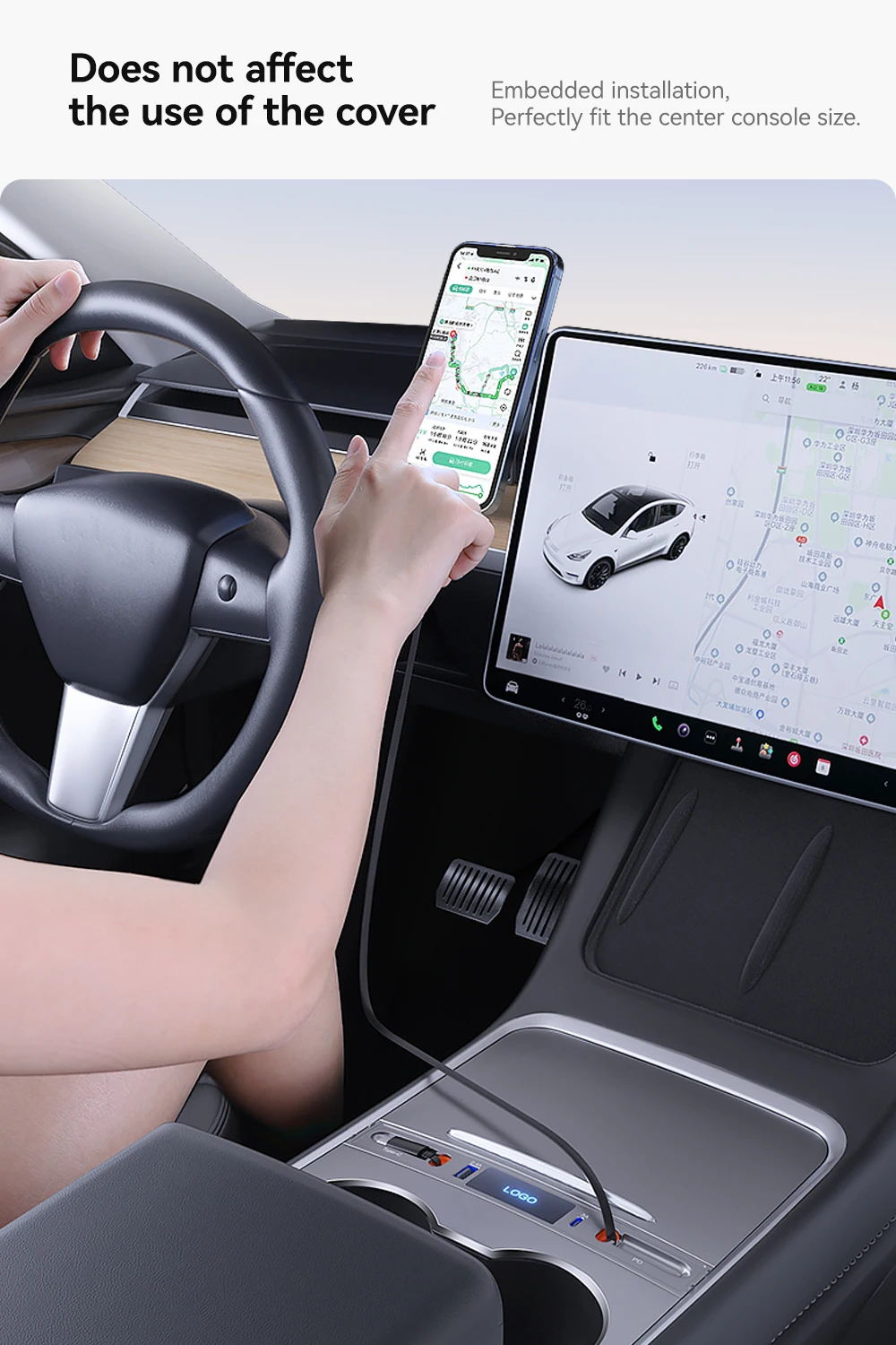 For Tesla Model 3 Y 2023 27W Quick Charger USB Shunt Hub Intelligent Docking Sta