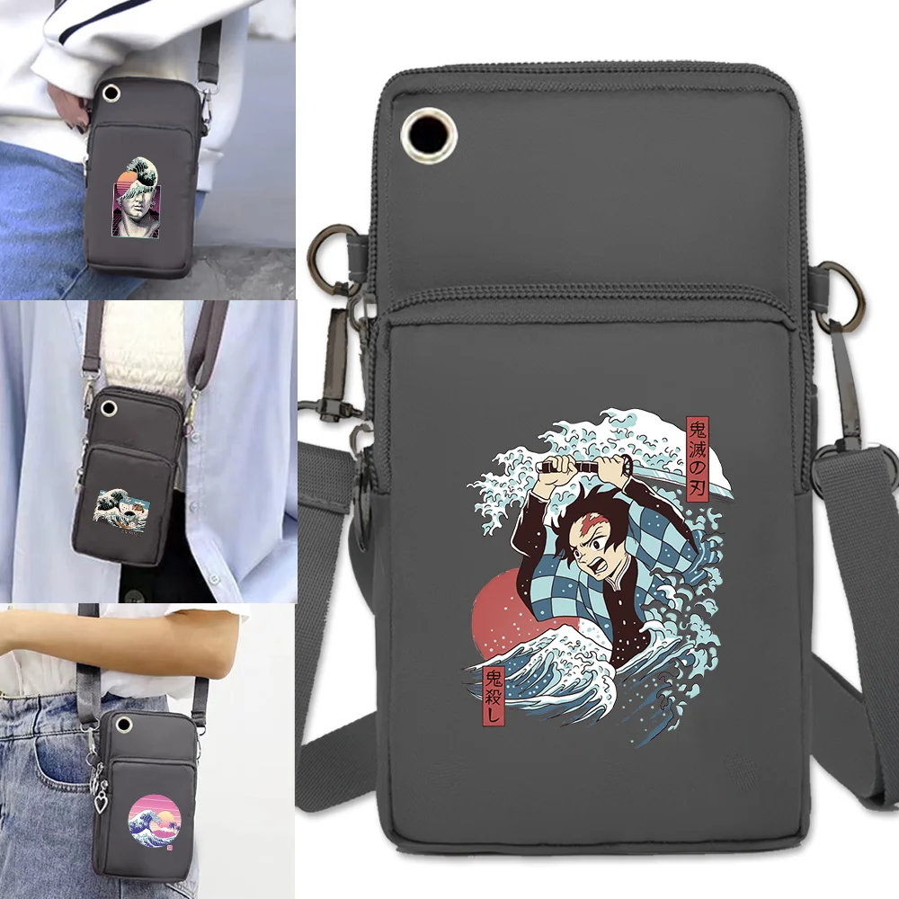 

Phone Bag Universal IPhone/Huawei/xiaomi Handbags Women Purse Simple Cell Phone Waterproof Wallet Shoulder Bag with Wave Print