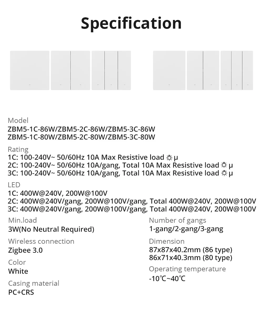 SONOFF ZBM5 Zigbee Smart Wall Switch UK/EU نوع فصل...