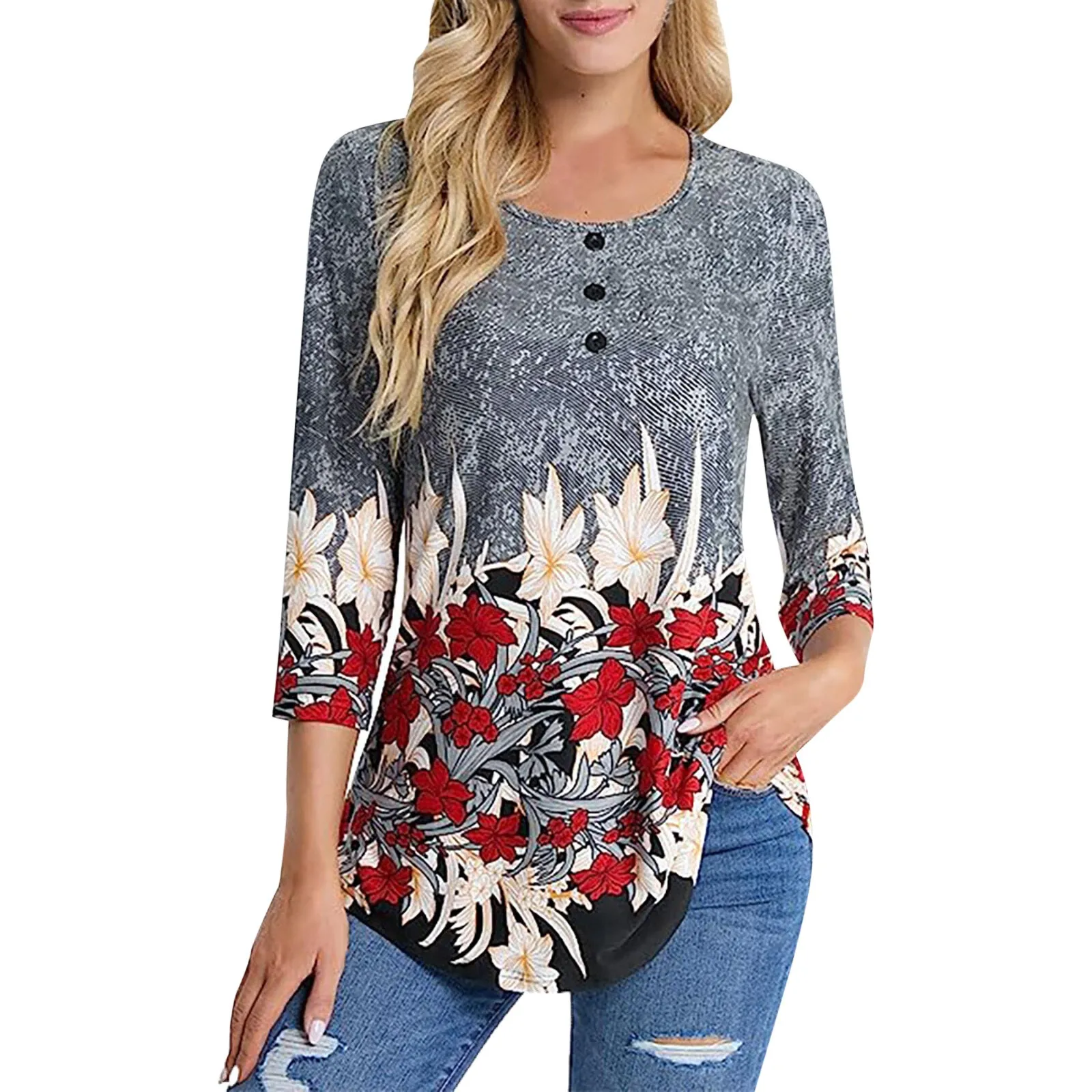 

Женская футболка на пуговицах, с V-образным вырезом