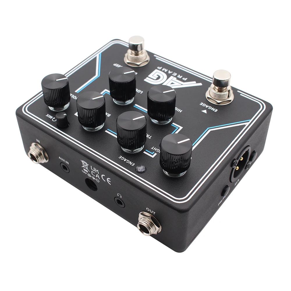 NEW Bass AG Preamp Bass Effect Pedal With DI 4-Band EQ Headphone Out AUX In fast response a wide tone Clone Aguilar AG Preamp 
