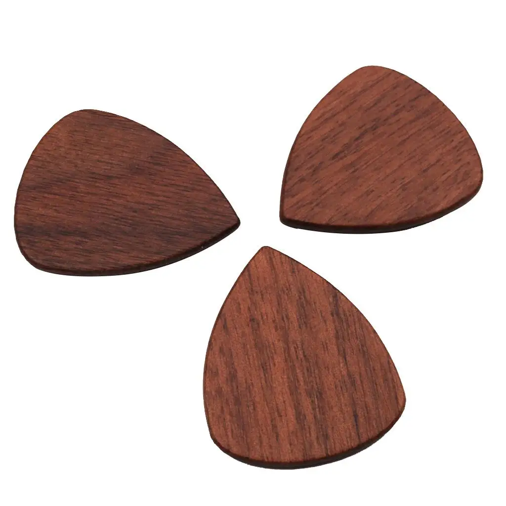 3 Pcs Wood Electric Guitar Picks, Perfect for Electric Acoustic Classical and Bass Guitars and Even for Ukulele