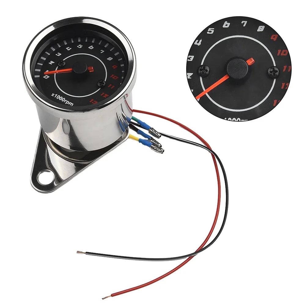 Durable 12V Universal Motorcycle Tachometer Meter LED Backlight 13K RPM Shift Accessories For Vehicles