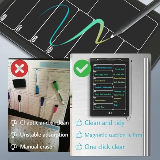 Magnetic Weekly Chore Chart for Adults, 9.8"×6.7" Small to Do List Dry Erase Board for Fridge Grocery Shopping Kitchen Menu Pla