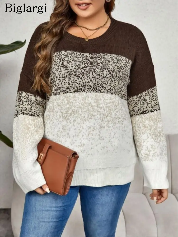 

Plus Size Autumn Pullover Sweater Top Women Graffiti Print Long Sleeve Ladies Sweaters Loose Casual Modis Woman Sweater Top 2023