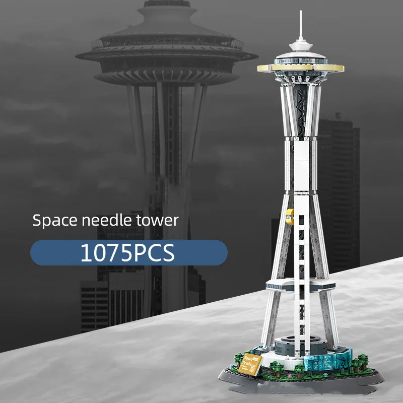 

Creative Streetscape America Seattle Space Needle World Famous Architecture Build Block City Street View Brick Toys Collcetion