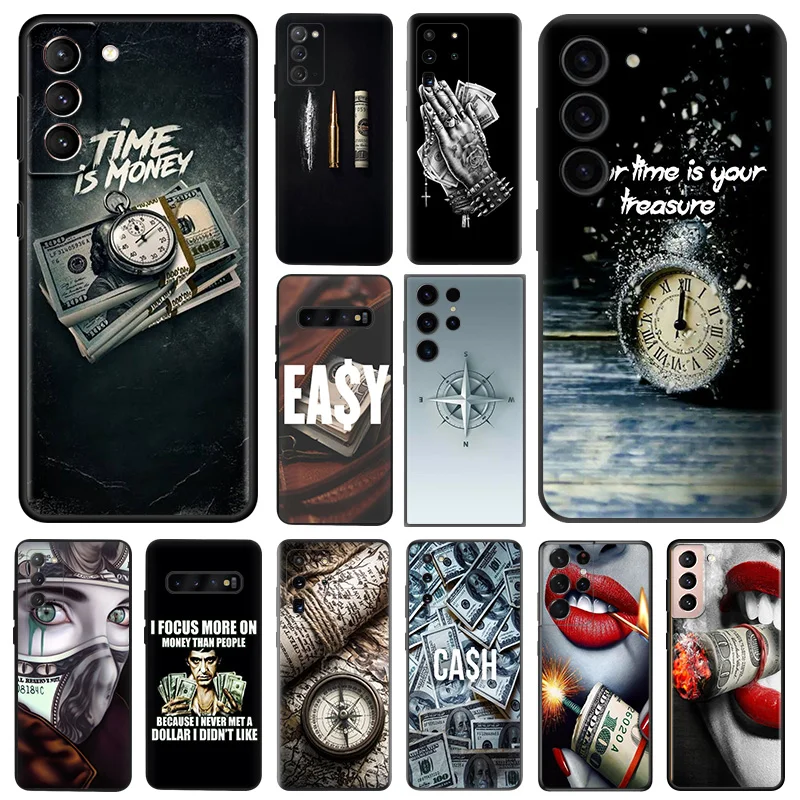 Money Cash Time Compass Custodie Morbide In Silicone Per Samsung Galaxy S23 5G S22 S21 S20 Ultra Fe S10 Lite E S8 S9 Plus