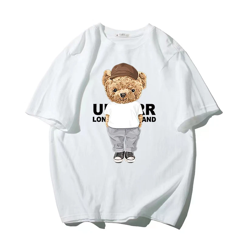 Kawaii Bear Graphic T Shirts Women Men Cartoon Short Sleeve Top