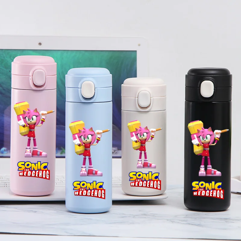 thumbnail image 1 of Taza de agua de acero inoxidable Sonic The Hedgehog de 420 ml, a prueba de fugas, termo de vacío, portátil, para viajes, taza para beber con dibujos animados para niños, regalo, 1 of 5