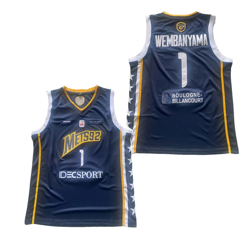 Basketball jerseys Mete 92 1 Wembanyama Sewing embroidery Outdoor Sportswear Sweat absorption Big Size