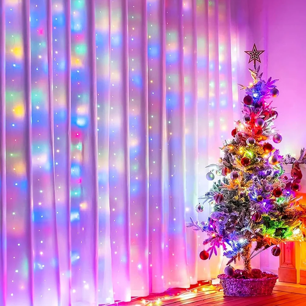 Curtain String Light - Remote, 8 Modes & USB Plug in, 118 x 39" LED Curtain Fairy Lights for Christmas, Wedding and Party Decor