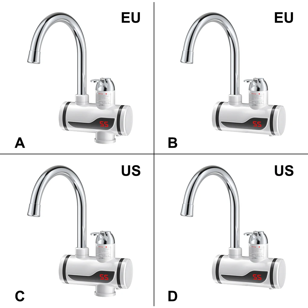Electric Faucet LED IPX4 Waterproof Tap Bathroom Mixer Fast Heating Water Heater 220V/110V Sprayer Side Inlet EU Plug