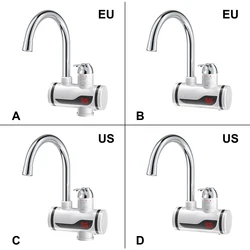 Electric Faucet LED IPX4 Waterproof Tap Bathroom Mixer Fast Heating Water Heater 220V/110V Sprayer Side Inlet EU Plug