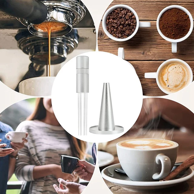 Forgatható Eszpresszó Kávé Keverő Wdt Szerszám Tű Típusú Disztribútor Professzionális Barista Kézosztó Ezüst - Image 2