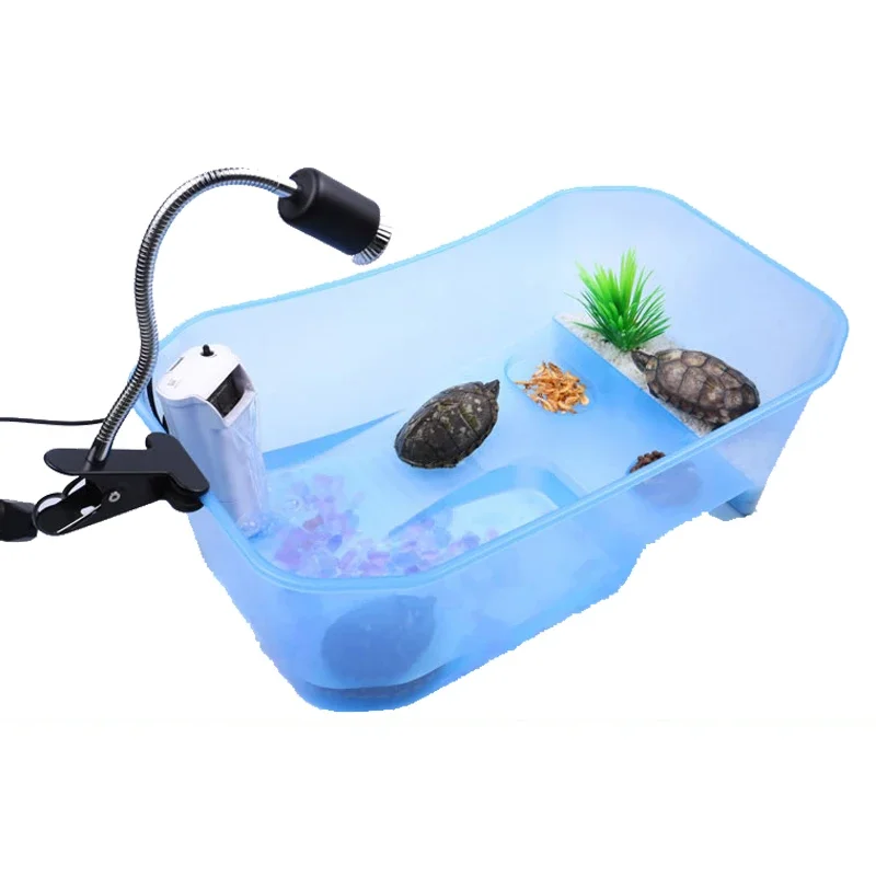 

Large Turtle Tank with Platform Light Turtle Aquarium Plastic Transparent for Brazilian Tortoise Snapping Turtle Breeding Cage