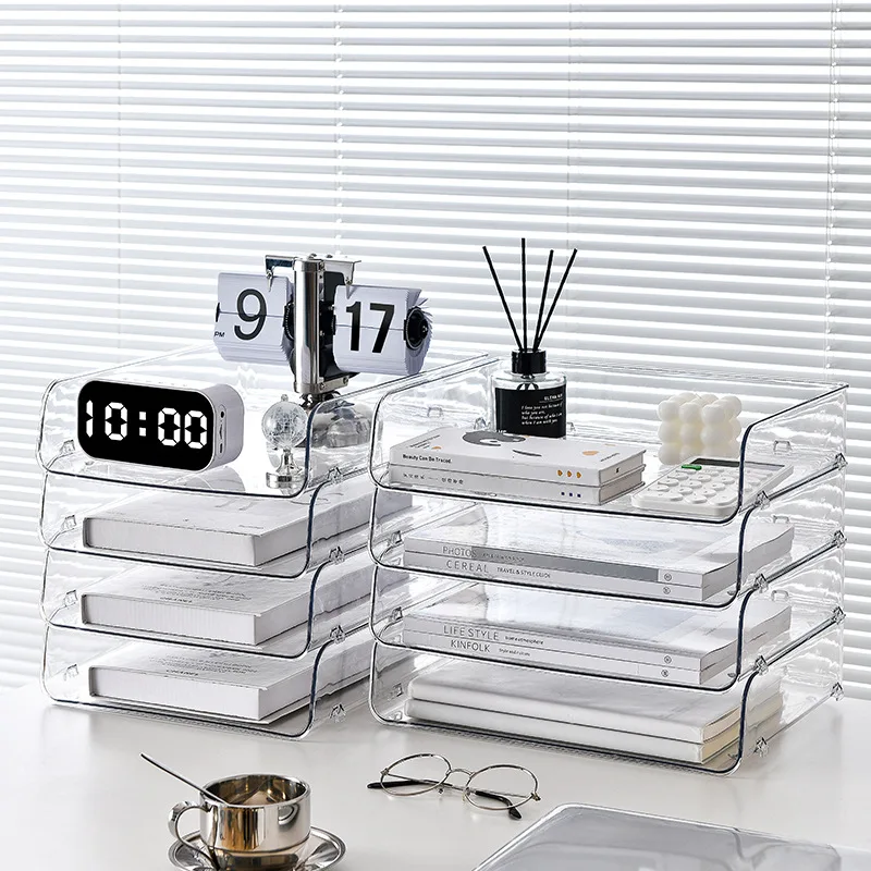 Acrylic Desk Organizers and Accessories, Storage Box for Pens, Files, Office, Makeup, Books, Profiles, 1 Pack 2