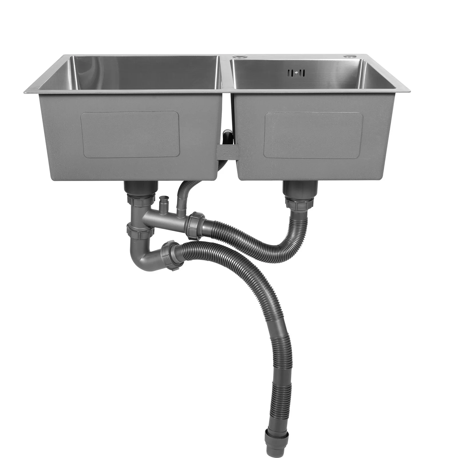 30" x17'' Drop-in Double Bowl Basin Kitchen Sink with Drain 304 Stainless Steel