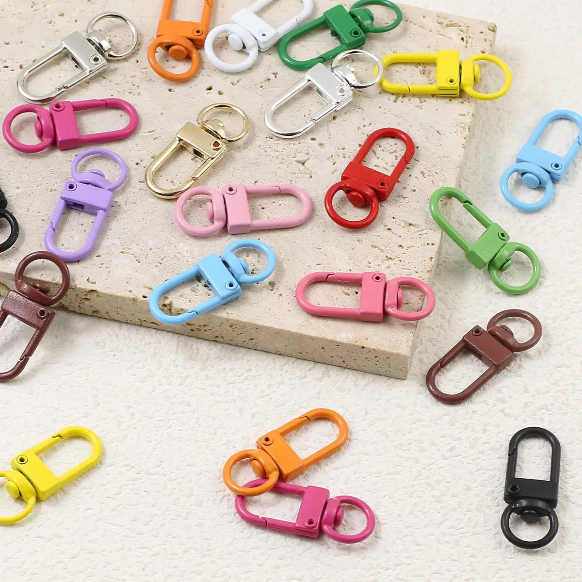 Colorful Macaron Keychain Clasps – Set of 10 for DIY Jewelry Accessories