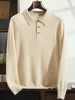 Lapel 100% Pure Cashmere Sweater Men's POLO Collar Knit Pullover Business Casual High-End Base Shirt Autumn New Loose Thick Tops 4