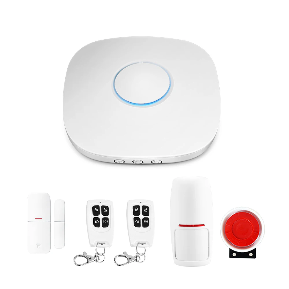 

2022 Tuya Smart Home Home Burglar Alarm System WiFi GSM Alarm System Kit Voice Control Security Alarm Kit
