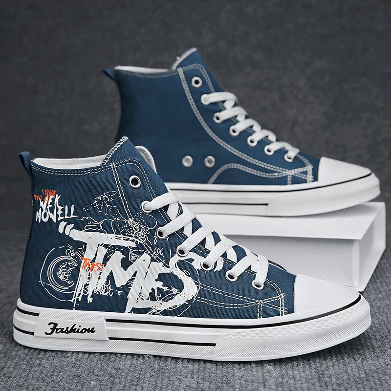 Men Shoes Vulcanize Canvas Shoes High Top Sneakers Casual Breathable Platform Shoes Man Trainers Tenis Masculino Chunky Sneakers - 2
