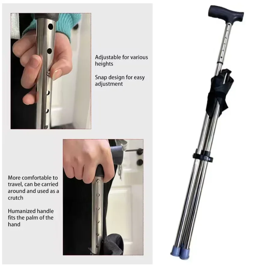 Outdoor Folding Cane with Chair Multifunctional Non-slip Cane Telescopic Chair for The Elderly Mountaineering Pole with Seat