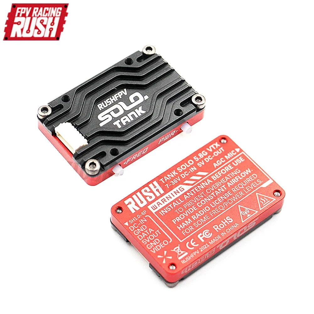 

RUSHFPV RUSH TANK SOLO VTX 5.8G 48CH PitMode Pitmode 25mW 400mW 800mW 1.6W Adjustable 2-6S Microphone for FPV Long Range Drone