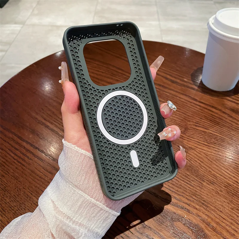 Enhanced Matte Magnetic Heat Dissipation Shockproof Hard Back Case with Hollow Design